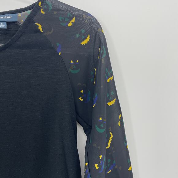 MODLCOTH Womens Jack-O-Lantern Shirt Size S Raglan 3/4 Sleeve Keyhole Halloween - Picture 3 of 9